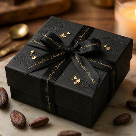 Lazo De Raso Chocolate negro elegante dorado hecho a mano