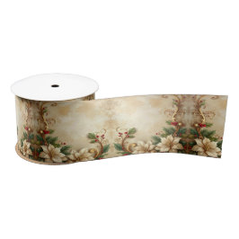 Lazo De Raso Christmas Floral Satin Ribbon
