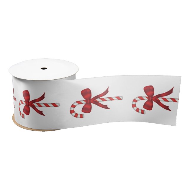 Lazo De Raso Christmas Holiday Candy Cane with Red Bow (Carrete)