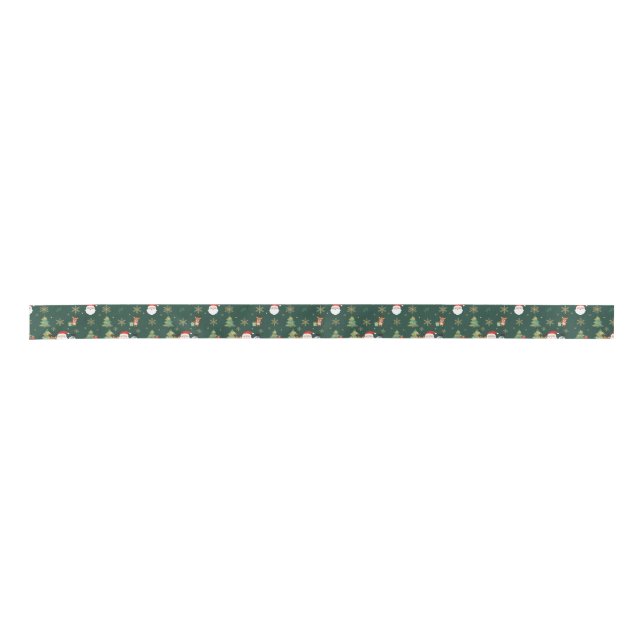 Lazo De Raso Christmas Icon Pattern Ribbon on Forest Green (Anverso)