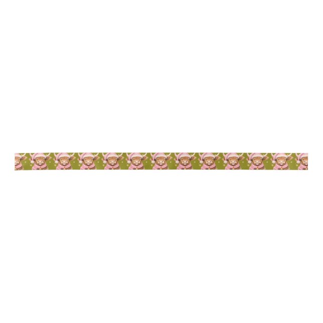Lazo De Raso Christmas Ribbon With Cow Design (Anverso)