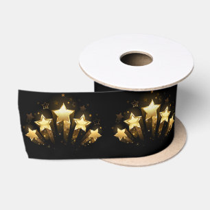 Lazo De Raso Cinco estrellas de oro en negro