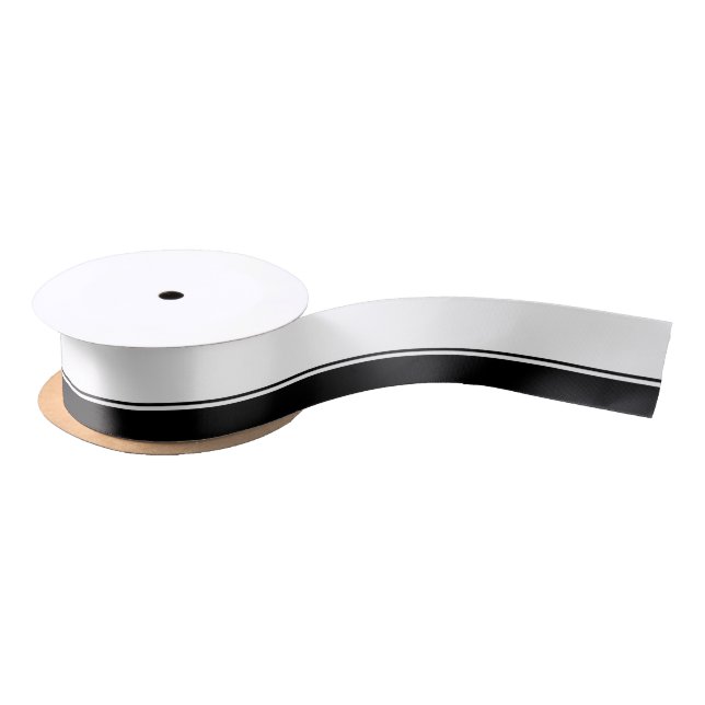 Lazo De Raso Cinta blanco y negro de la raya (Carrete)