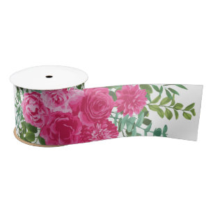 Lazo De Raso Cinta Boda floral rosa brillante