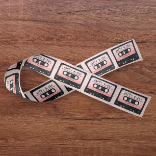 Lazo De Raso Cinta Cassette Fiesta de Cumpleaños Retro Rosa
