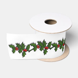 Lazo De Raso Cinta - Caza de ramas holly con bayas