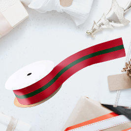 Lazo De Raso Cinta clásica de Navidad roja y verde
