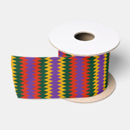 Lazo De Raso Cinta con patrón de zigzag dorado verde morado col