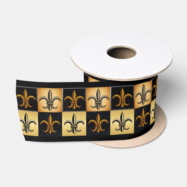 Lazo De Raso Cinta Cuadrada Fleur De Lis (Carrete)