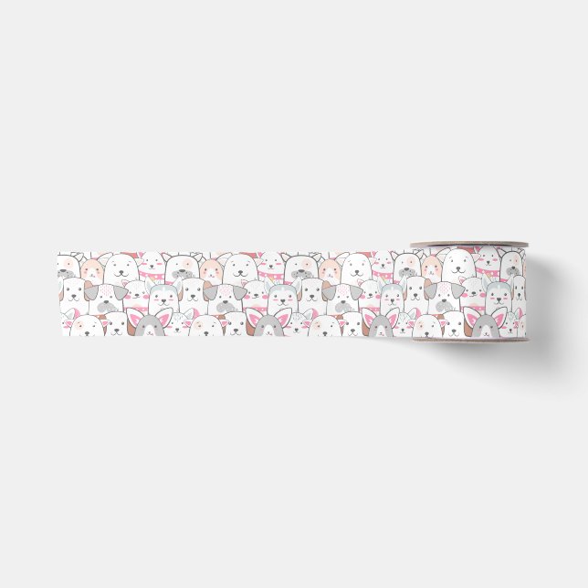 Lazo De Raso Cinta Cute Dogs (Anverso)