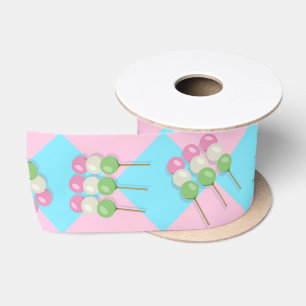 Lazo De Raso Cinta Dango Pastel Rosa-Azul