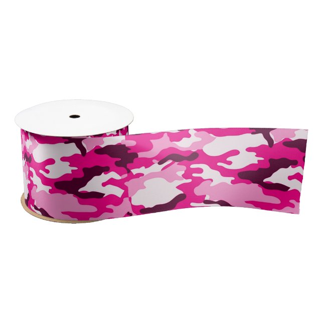 Lazo De Raso Cinta de camuflaje rosa (Carrete)