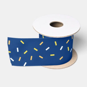 Lazo De Raso Cinta de Confeti Simple y Bonita en Azul y Amarill