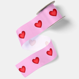 Lazo De Raso Cinta de Corazón Rojo Adorable