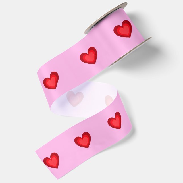 Lazo De Raso Cinta de Corazón Rojo Adorable (Reverso)