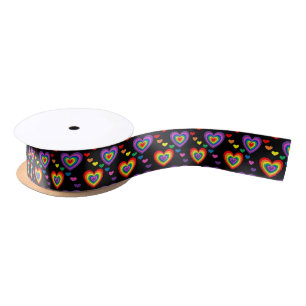 Lazo De Raso Cinta de corazones arcoiris