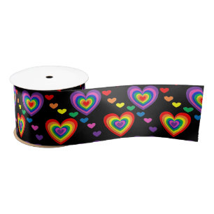 Lazo De Raso Cinta de corazones arcoiris