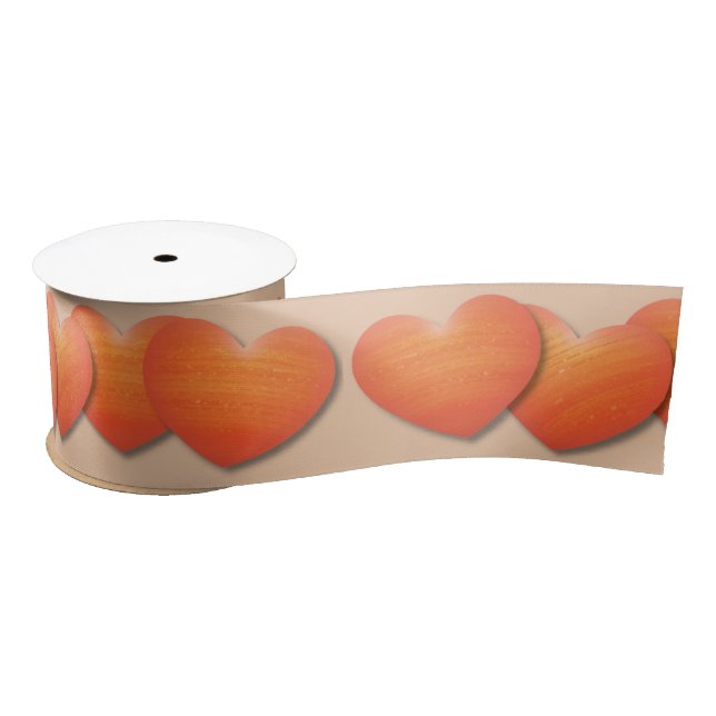 Lazo De Raso Cinta de corazones otoñales (Carrete)