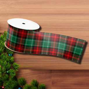 Lazo De Raso Cinta de cuadros escoceses navideños rojos y verde
