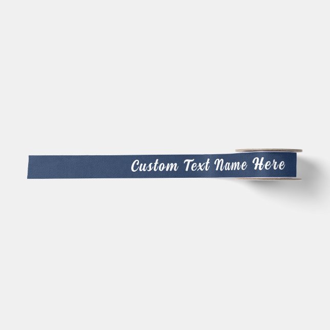 Lazo De Raso Cinta de Denim Falso con Texto Personalizado (Anverso)