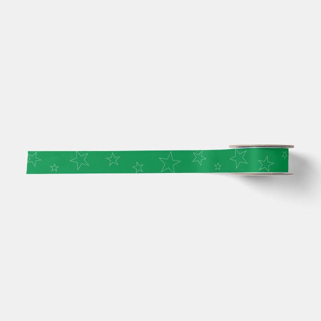 Lazo De Raso Cinta de Estrellas Verdes (Anverso)