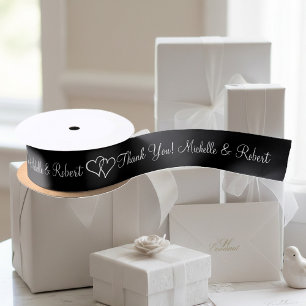 Lazo De Raso Cinta de favores de boda personalizada con corazon