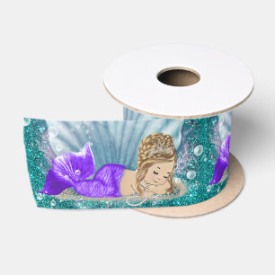 Lazo De Raso Cinta de fiesta de baby shower de adorable sirena 