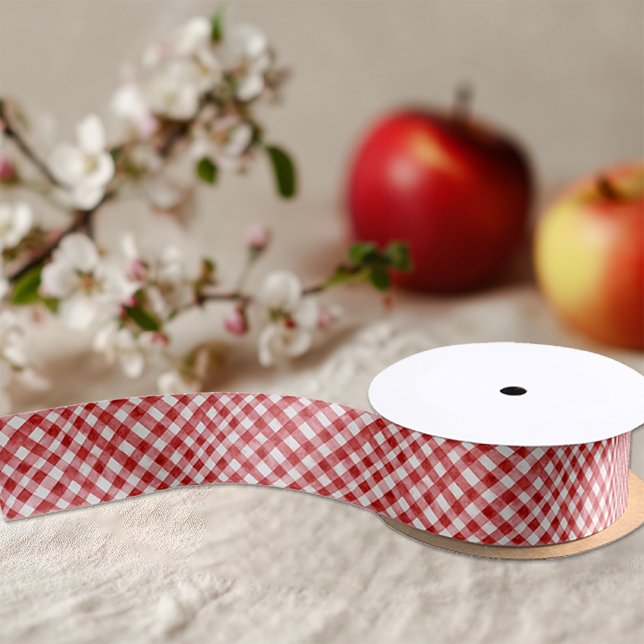 Lazo De Raso Cinta de fiesta de cuadros rojos de gingham (Red Gingham Ribbon )