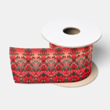 Cinta de Flores de Pascua Rojas y Bayas