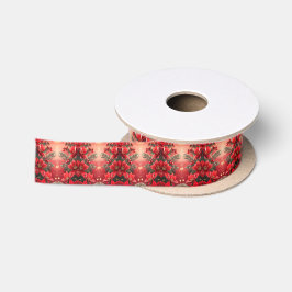 Lazo De Raso Cinta de Flores de Pascua Rojas y Bayas