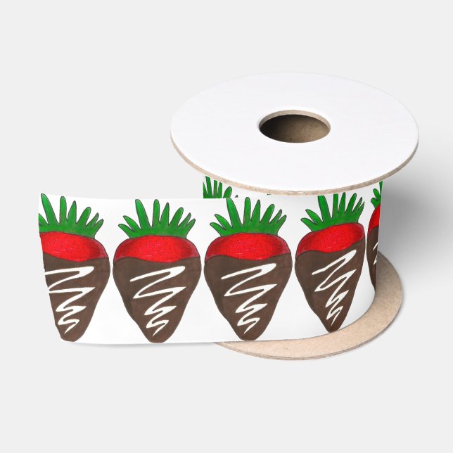 Lazo De Raso Cinta de fresas de fresa cubierta de chocolate (Carrete)