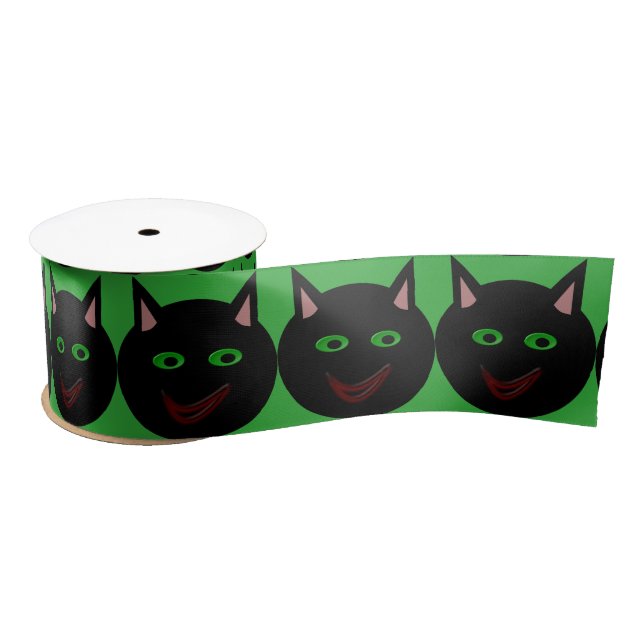 Lazo De Raso Cinta de gato negro de Halloween (Carrete)