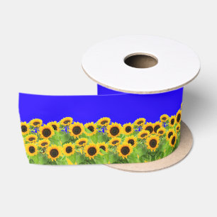 Lazo De Raso Cinta de Girasoles Amarillos