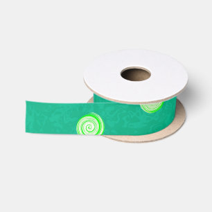 Lazo De Raso Cinta de Grosgrain Verde con Espirales de Lunares 
