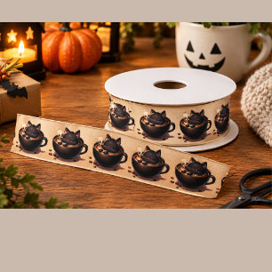 Lazo De Raso Cinta de Halloween de Gato Negro – Gato Brujo Góti