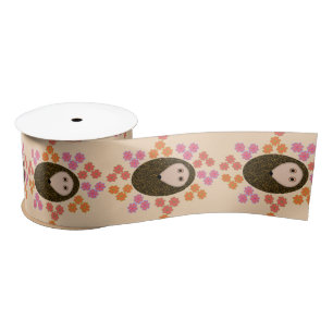 Lazo De Raso Cinta de Hedgehog y Flores Sleepy