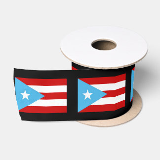 Lazo De Raso Cinta de la bandera de Puerto Rico Negro – Azul Cl