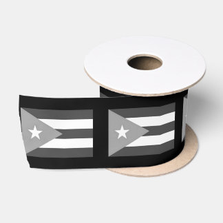 Lazo De Raso Cinta de la Bandera de Puerto Rico Negro y Blanco 