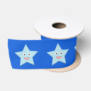 Lazo De Raso Cinta de la estrella de la celebración azul brilla