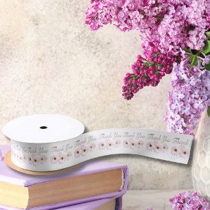 Lazo De Raso Cinta de Margaritas Rosadas de Agradecimiento