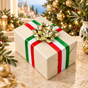 Lazo De Raso Cinta de Navidad Bandera Italiana Rojo Blanco Verd