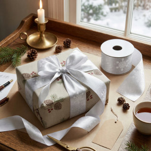 Lazo De Raso Cinta de Navidad de Copo de Nieve Elegante