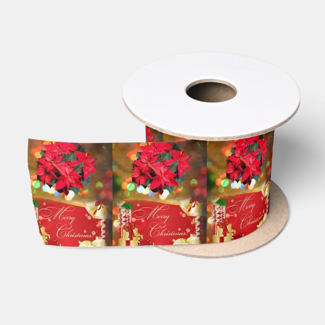 Lazo De Raso Cinta de Navidad, Feliz Navidad (Carrete)