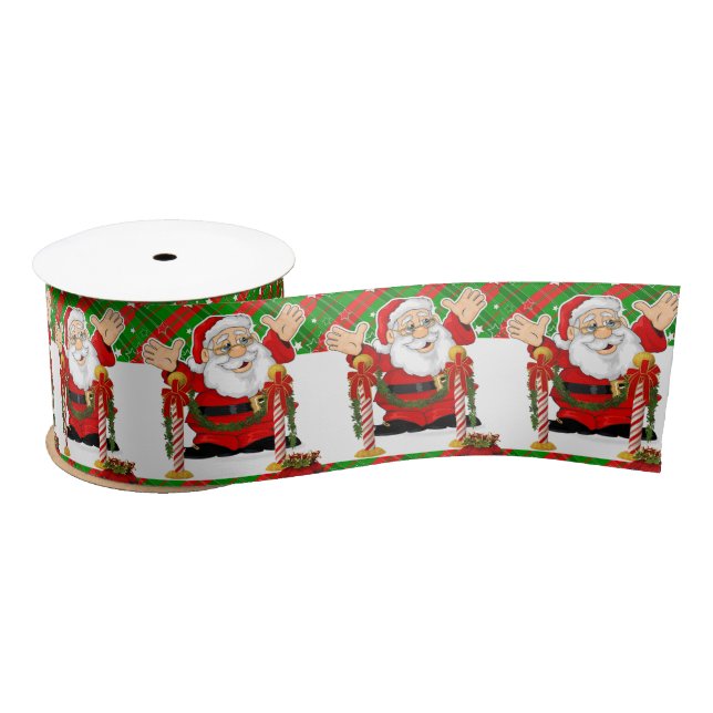 Lazo De Raso Cinta de Navidad, Feliz Navidad Santa (Carrete)