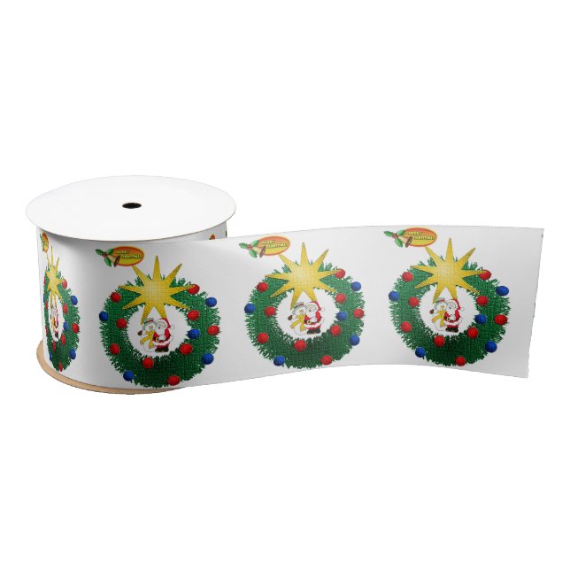 Lazo De Raso Cinta de Navidad, Santa (Carrete)