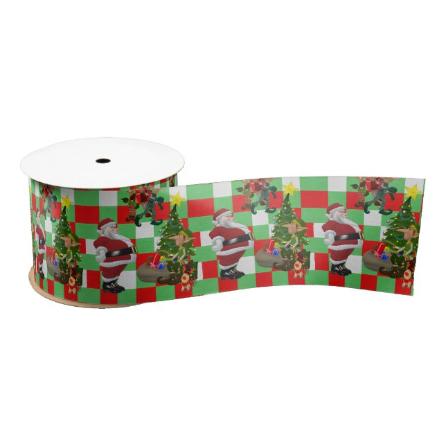 Lazo De Raso Cinta de Navidad, Santa (Carrete)