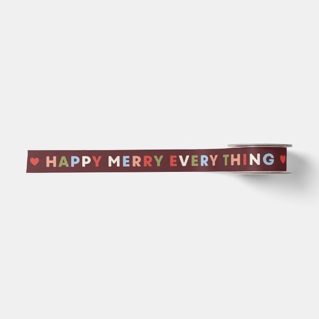 Lazo De Raso Cinta de Navidad Todo Feliz Alegre (Anverso)