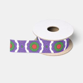 Lazo De Raso Cinta de Navidades del Kaleidoscope Púrpura Verde 