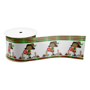 Lazo De Raso Cinta de navidades, elfo africano