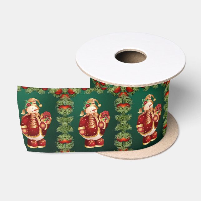 Lazo De Raso Cinta de navidades, hombre de nieve (Carrete)